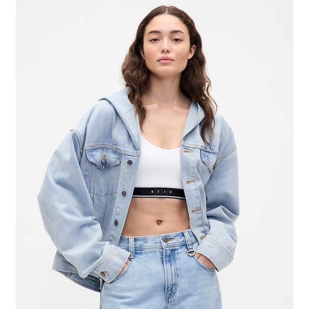 NWT BÉIS Beis x Gap Oversized Denim Jean Cocoon Jacket Coat